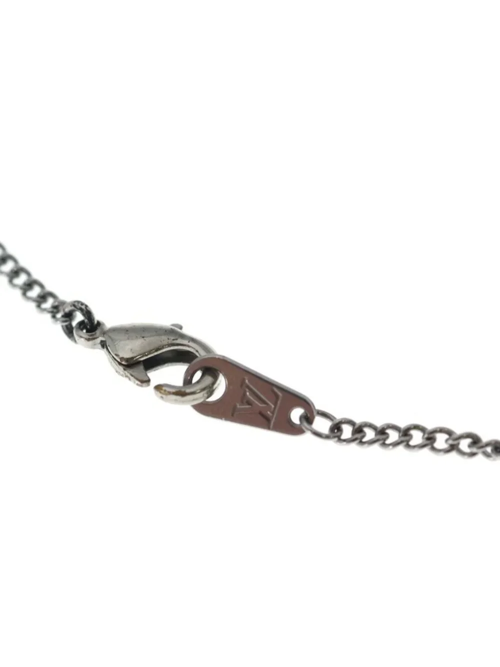 Louis Vuitton Pendant LV Instinct Monogram Chain Necklace Silver